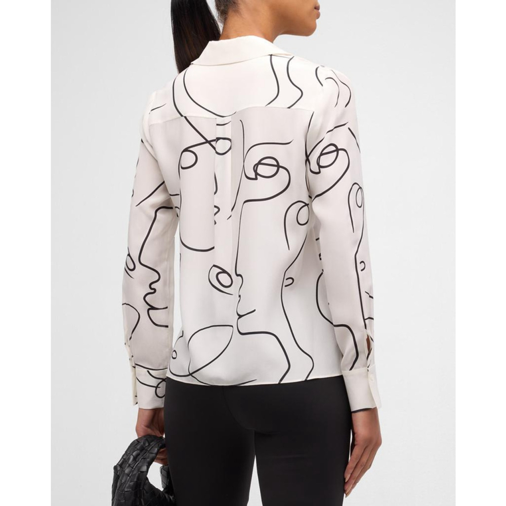 NWT Alice and Olivia a+O Koketit Brady Silk Button Down Blouse White $395 Size S - Picture 11 of 13